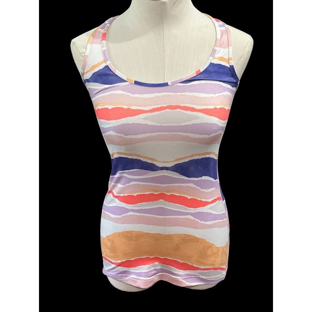 Lululemon Womens Racerback Tank Top Watercolor Striped Stretch Athleisure Sz 4